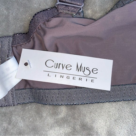 Curves Muse Underwire Bra Size 46DDD Gray Minimizer Lace Bow Adjustable NWT - Picture 4 of 5